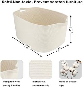 Grands paniers de rangement rectangulaires en corde de coton tissé 22 "* 17" * 12 "panier <span class=keywords><strong>à</strong></span> <span class=keywords><strong>linge</strong></span> en <span class=keywords><strong>osier</strong></span> <span class=keywords><strong>blanc</strong></span> pour le rangement de la pépinière - Product Image 2
