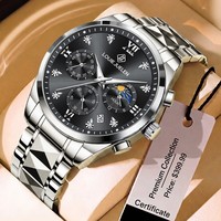 Luxuriöse Herren-Edelstahluhr 3BAR Wasserdicht Quarzwerk-Uhr 42mm Leuchtende Hombre Armbanduhren