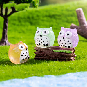 ミニレジンフクロウ暗闇の中で小さな輝きを隠すミニレジンアニマルクスクラフトフィギュア水族館のための人形の妖精の庭のアクセサリー - Product Image 4