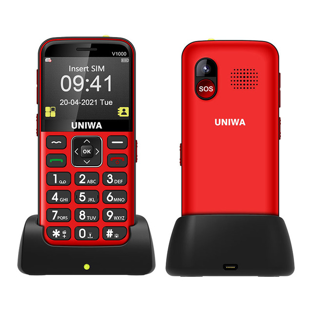 UNIWA V1000 4G Seniors Mobile Phone Easy-to-Use Feature Phone with SOS Emergency Big Buttons Home Phone for Seniors