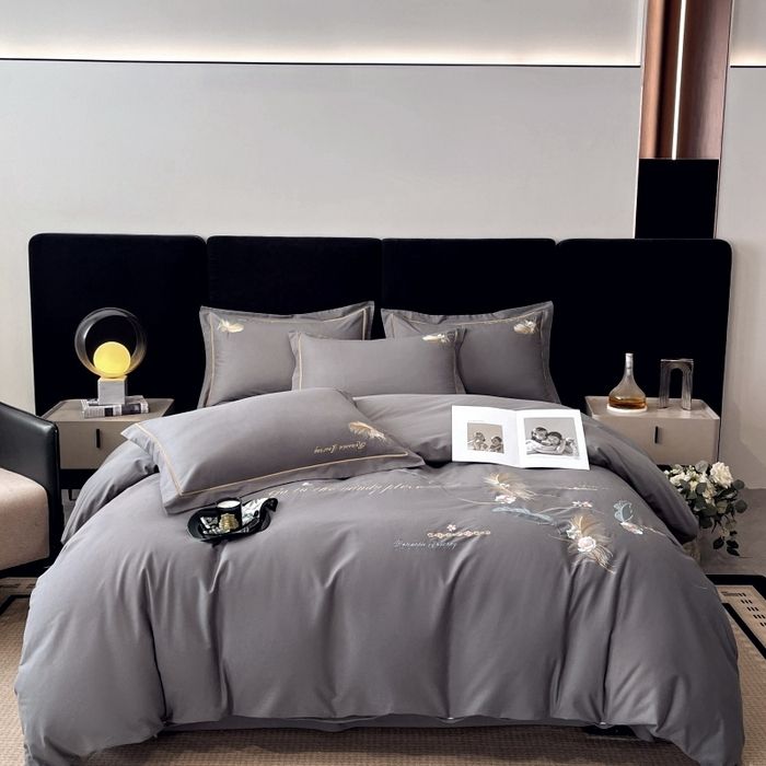 ขนนกดอกไม้-คลาสสิกสีเทา