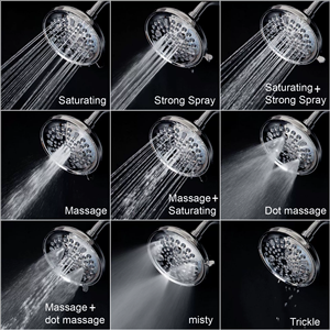 Bathroom <b>Accessories</b> Chrome 9 Functions Easy Clean Fixed <b>Shower</b> head Water Purifier Filter Bath Rainfall <b>Shower</b> Head - Product Image 3