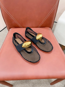 Alaias - Zapatillas de Ballet Retro de Piel de Oveja Tejida con una Sola Tira, Versátiles, de Moda para Mujer, con Diseño Calado - Product Image 3