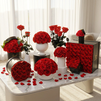 Décoration personnalisée pour la maison, cadeau de la Saint-Valentin, plantes éternelles, bouquet de fleurs, roses stabilisées et préservées à longue tige dans une boîte et un vase