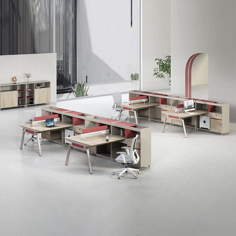 High End Modern Office Workstation 2 4 6 Person Modular Wood Staff Office Furniture With Storage Cabinet
