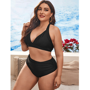 Bikinis negros sexis de alta calidad para mujer gorda, traje de baño de talla grande, trajes de baño de dos piezas - Product Image 5