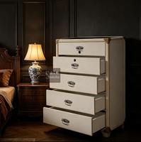 Coffre de rangement vintage style coffre-fort à 4 tiroirs en cuir véritable blanc pour chambre à coucher et mobilier de maison