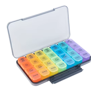 Organizador de Pastillas Mensual de Gran Volumen y Colorido con 28 Compartimentos, Sellado con Anillo de Silicona, Caja para Pastillas - Product Image 1