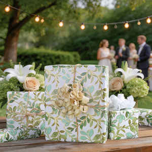 Papel de regalo biodegradable con patrón de follaje verde acuarela para bodas, fiestas, regalos nupciales, venta al por mayor - Product Image 3