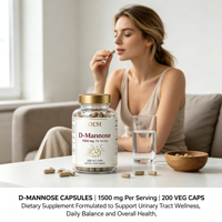 Capsules végétales de D-Mannose 1500mg, 200 unités, marque privée OEM, vente en gros, approvisionnement en vrac, marque personnalisée