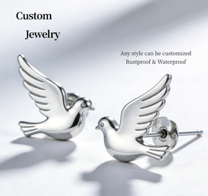 Boucles d'oreilles clous en acier inoxydable motif <span class=keywords><strong>colombe</strong></span> mignonne Inspire Jewelry, <span class=keywords><strong>bijoux</strong></span> animaux pour hommes et femmes, cadeau de fête pour les amoureux des oiseaux - Product Image 1