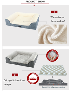 Sofá cama ortopédico de lujo de gran tamaño para mascotas, estilo moderno, espuma viscoelástica, patrón sólido transpirable para perros <span class=keywords><strong>Jumbo</strong></span> - Product Image 3
