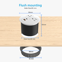 Multiprise intelligente encastrable pour table de conférence, avec ports USB, prise réseau NFC et courant nominal de 10A, pour mobilier de bureau