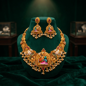 Gold Plated <b>Bridal</b> Set Choker Necklace <b>Drop</b> <b>Earrings</b> Tikka Ethnic Zircon Wedding Engagement Anniversary Latest High Quality - Product Image 2