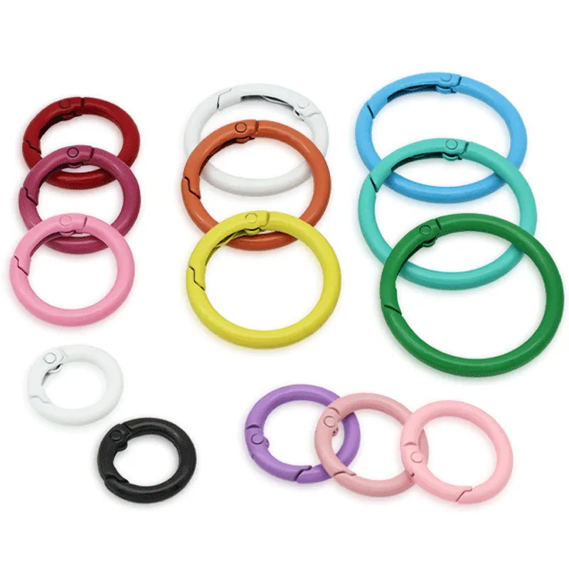 Round O Ring Clasp Spring Gate Lobster Clasp Carabiner Keychain Bag Clips Buckle Hooks DIY Bag Dog Chains