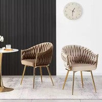 Nouvelles chaises de restaurant en métal doré au design moderne, chaises de salle à manger en velours, chaises d'extérieur confortables