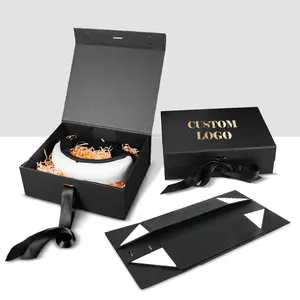 Box Supplier Custom Magnetic Closure Wig Hair Gift Boxes Matt Black Luxury Flap Lid Packaging Large Cardboard Magnetic Gift Box