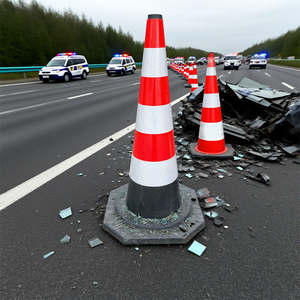 Material respetuoso con el medio ambiente, construcción al aire libre, advertencia de seguridad, conos perforados a prueba de viento para tráfico - Product Image 5