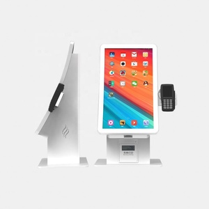 Factory Wholesale <b>Wifi</b> Networking R1500 Curved Screen 23.6'' Kiosk Touch Screen Face Camera Pos Holder in Bank - Product Image 1