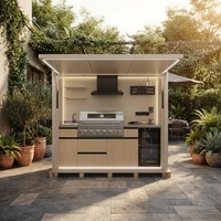 Modul Dapur Luar Ruangan Modern dari Baja Anti Karat Berlapis Bubuk dengan Sistem Modular untuk Pemanggang dan Kulkas, Dapat Disesuaikan untuk Pengaturan Kustom