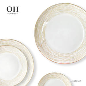 Luxury Hand-Made Eco-Friendly Bone China Dinnerware Set CE Certified <strong>Gold</strong> Rim <strong>Bird</strong> <strong>Nest</strong> Design Porcelain Charger Plate Dish - Product Image 5