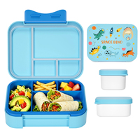 Nouveautés 2026 : Boîte à bento portable et mignonne pour l'école, 4 compartiments, micro-ondable, avec récipient à sauce pour enfants