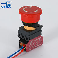 LA38MK-ZSD Botón de Emergencia con Símbolo de Parada Iluminado de 22 mm, Lámpara Roja y Verde, 250V AC/DC, Enchufe Rápido YIJIA para Electrodomésticos, 1NO1NC