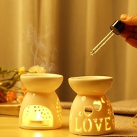 Brûleur d'huiles essentielles en céramique en gros, décoration à motif floral, chauffe-cire pour bougie chauffe-plat, diffuseur d'aromathérapie parfumé