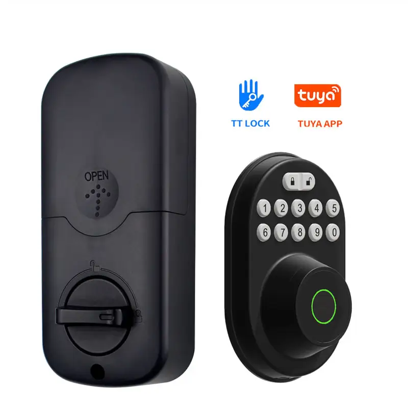 Keypad Digital keamanan, kata sandi sidik jari Bluetooth wifi tanpa kunci masuk cerdas gerendel kunci pintu untuk pintu kayu