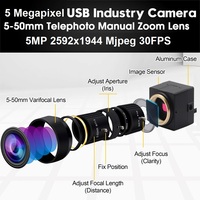 ELP 5 Megapiksel Geniş Açılı USB Web Kamerası CS5-50mm 10X Zoom Sürücüsüz Tak ve Çalıştır, Canlı Yayın ve Güvenlik İzleme için