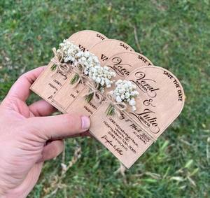 Cadeaux de fête d'anniversaire personnalisables Invitations de <span class=keywords><strong>mariage</strong></span> à la campagne Invitations de fête d'anniversaire de <span class=keywords><strong>mariage</strong></span> en bois personnalisées - Product Image 5