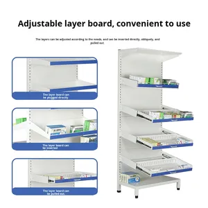 <span class=keywords><strong>Pharmacie</strong></span> d'hôpital personnalisée Étagères de médecine occidentale Étagères à médicaments en acier simple double face Étagères - Product Image 3