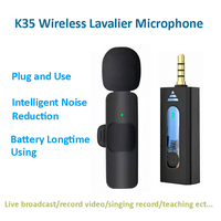 Microphone de Conférence sans Fil à Double Lavalier K35 3,5 mm pour Diffusion en Direct, Micro Cravate à Condensateur avec Réduction de Bruit et LED