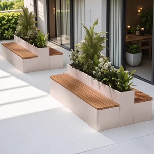 Boîte à fleurs extérieure commerciale <span class=keywords><strong>en</strong></span> acier inoxydable <span class=keywords><strong>en</strong></span> fer forgé <span class=keywords><strong>bac</strong></span> à fleurs balançoire clôture cloison <span class=keywords><strong>banc</strong></span> combinaison siège Pot plateaux - Product Image 6