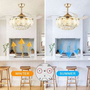 Elegante Ventilatore da Soffitto in Cristallo Stile Francese Romantico <span class=keywords><strong>per</strong></span> Camera da Letto e Sala da Pranzo, Lampadario Moderno Silenzioso Regolabile a 3 Colori - Product Image 4