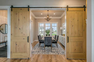 Vente à chaud en usine Porte de <span class=keywords><strong>grange</strong></span> coulissante en bois MDF moderne Intérieur Rail supérieur en bois pour villas et hôtels - Product Image 3