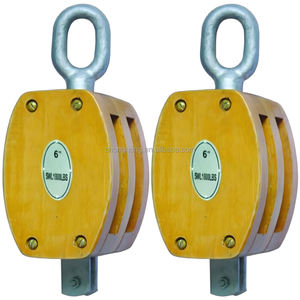 Polea de doble rueda giratoria tipo anillo, bloque de polea de doble carruaje de alta resistencia, rodillo de polea de 6 pulgadas, polea de madera, bloque japonés - Product Image 1