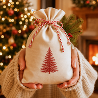 Bolsa de Lona Reutilizable con Cordón de Algodón y Logotipo Personalizado para Empaque de Joyería, Accesorios, Regalos de Navidad, Halloween y Dulces