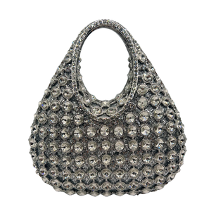 Bolso de Noche Metálico de Lujo en Forma de Abanico con Asa Superior, Bolso de Mano Dorado para Bodas y Galas, Venta al por Mayor OEM - Product Image 1