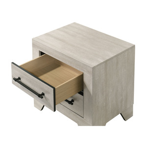 Comodino Contemporaneo Grigio Chiaro con 2 Cassetti e Maniglie in Metallo, Arredamento per Camera da Letto - Product Image 3