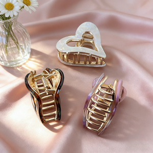 Pinzas de Pelo con Diseño Hueco Estilo Coreano, Doble Capa, Forma de Corazón, para Mujeres y Niñas, Accesorios para el Cabello - Product Image 2