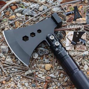 Pelle tactique portable multi-outils <span class=keywords><strong>de</strong></span> survie avec manche réglable, hache, scie et ouvre-bouteille pour la randonnée et la chasse - Product Image 5