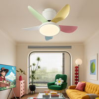 Ventilateur de plafond moderne de 30 pouces au design européen, en noyer, avec télécommande, 6 vitesses, 5 lampes LED, corps en fer, moteur, pour salon