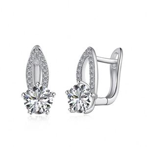 Dylam Classic Simplicity Design 925 Sterling <b>Silver</b> Rhodium Plated 5A Cubic Zirconia Diamond Hallow Out <b>Hoop</b> Earrings for Women - Product Image 1