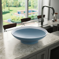 Nouveau blanc cerclée 8.3 pouces pied rond bleu mélamine restaurant bol à vendre