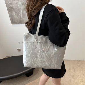 New High-End Women's <b>Tote</b> Handbag Fashionable Large Capacity <b>Zip</b> Closure Shoulder Bag Solid Color PU Ladies Bags - Product Image 2