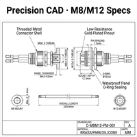 Connecteur de panneau arrière femelle M8 en acier inoxydable pour automobile, étanche, 3P, 3/4/6/8 fiches avec fils pour utilisation en véhicule