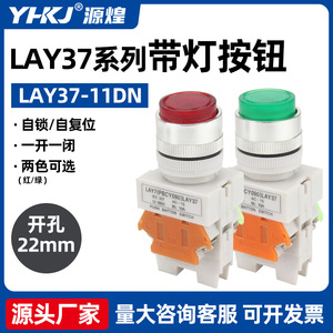 Interruptor de Botón Pulsador LAY37 de 22mm, Auto-reinicio/Auto-bloqueo, 1NO1NC, Totalmente Iluminado, Rojo, Verde, Amarillo, IP40 - Product Image 5