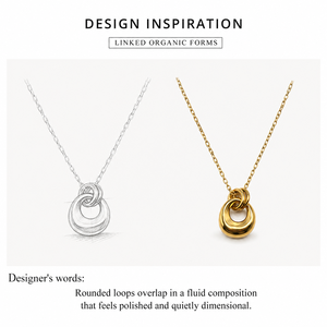 Collier pendentif anneau abstrait en acier inoxydable plaqué or 14K sous vide, couleur or ou argent - Product Image 3