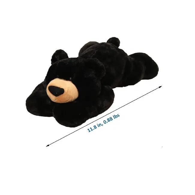 11.8 inch Weighted Bear Stuffed Animal Toy Cute Black Bear Plush Pillow for Adults Boys Girls